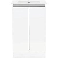 Newland 500mm Double Door Ceramic Basin Unit - White Gloss