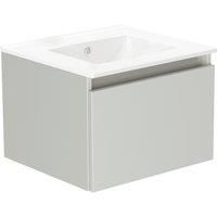 Newland 500mm Single Drawer Ceramic Basin Unit - Pearl Grey