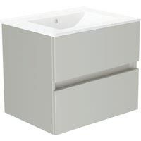 Newland 600mm Double Drawer Ceramic Basin Unit - Pearl Grey