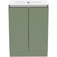 Newland 600mm Double Door Large Ceramic Basin Unit - Sage Green