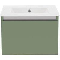 Newland 500mm Single Drawer Ceramic Basin Unit - Sage Green