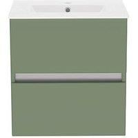 Newland 500mm Double Drawer Ceramic Basin Unit - Sage Green