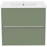 Newland 600mm Double Drawer Ceramic Basin Unit - Sage Green