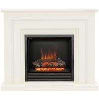 Be Modern Whitham Electric Fireplace Suite in Soft White Finish with Black Nickel Trim & Fret