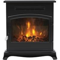 ELSTOW 2KW ELECRIC STOVE PLASTIC MATT BLACK C/W REMOTE, "22.5"