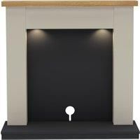 Flare by Be Modern 42" Barrowden Stone, Anthracite & Natural Oak Inglenook Surround Set