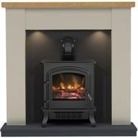 Flare by Be Modern 42" Barrowden Stone & Anthracite Inglenook Electric Suite