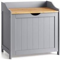 Wooden Laundry Box Bin Grey Bamboo Bathroom Storage Basket Linen Chest Christow