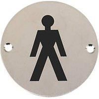 Male Symbol, Stainless Steel, 76mm, Sign with fixings