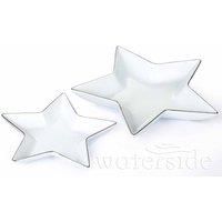 Waterside Set Of 2 Silver Rim Star Serving Plates