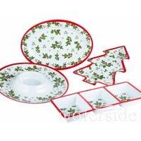 Waterside - 4 Piece Melamine Plastic Holly Serving Set