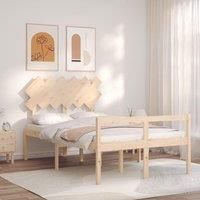 Bed Frame with Headboard Double Solid Wood