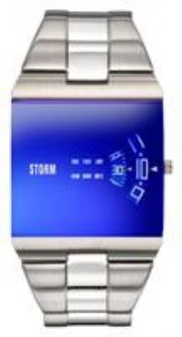 STORM New REMI SQ Lazer Blue Men/'s Square Watch with a Signature revolving disc Movement and Domed Glass, Made from Brushed Stainless Steel