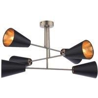 Oden 6 Light Black Semi-Flush Ceiling Light