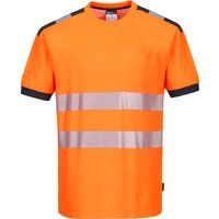 Portwest PW3 Hi Vis Cotton Comfort Short Sleeve T Shirt Orange / Grey L