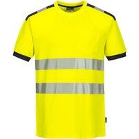 Portwest PW3 Hi Vis Cotton Comfort Short Sleeve T Shirt Yellow / Grey S