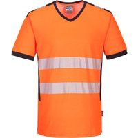 PW3 Hi Vis V Neck Tee Shirt Short Sleeve vee neck Hi Viz RIS3279 Portwest PW310