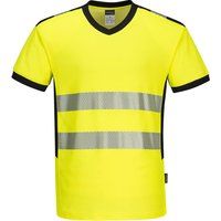 PW3 Hi Vis V Neck Tee Shirt Short Sleeve vee neck Hi Viz RIS3279 Portwest PW310