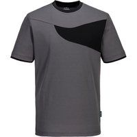 Portwest PW2 Mens Cotton Comfort T Shirt Zoom Grey / Black M