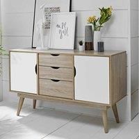 LPD Scandi Oak Coloured Living Room Range - Tables, TV Cabinet, Sideboard, Desk - White or Grey#White Sideboard