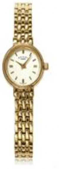 Rotary Women's Quartz Watch with White Dial Analogue Display and Gold Stainless Steel Bracelet LB02084/02