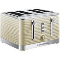 Russell Hobbs 24384 Cream Inspire 4 Slice Toaster, Wide Slot with Lift and Look Feature, High Gloss Chrome Accents, 1800 W