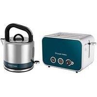 Russell Hobbs Distinctions Kettle And 2-Slice Toaster Bundle - Ocean Blue