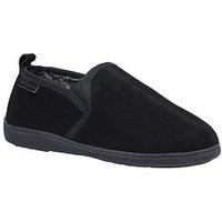 Hush Puppies Arnold Mens Black Real Suede Slip On Memory Foam Slippers