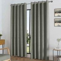 Luxury Living Temple Velvet Ring Top Blackout Curtains 117X137cm Silver, Silver