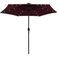 Parasol with LED Lights and Aluminium Pole 270 cm Bordeaux Red