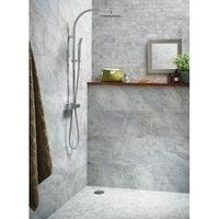 Wickes Boutique Modena Grey Glazed Porcelain Wall & Floor Tile - 308 x 615mm - pack of 7