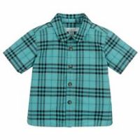 Burberry Children Boys Checked Cotton Light Mint Shirt 2 Years / 92cm