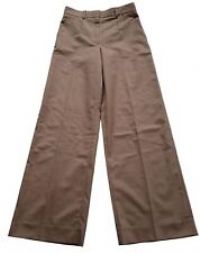 BURBERRY Jane Trousers Wool Wide Leg Zip Fly Deep Taupe Brown UK8 BNWT RRP830