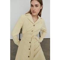 Fluid Twill Button Through Belted Shirt Dress