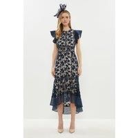 Organza Hem And Sleeve Lace Dress