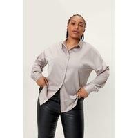 Plus Size Oversized Satin Shirt