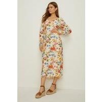 Stem Floral Volume Sleeve Midi Dress