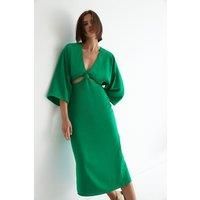 WAREHOUSE Crepe Knot Cut Out Midi Dress