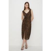 Petite Velvet Devore Animal Ruched Dress