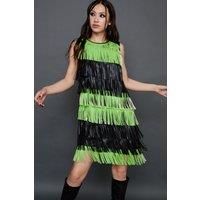 Faux Leather Fringed Mini Dress