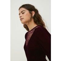 Petite Lace Mix Velvet Skater Dress