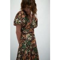 WH x William Morris Society Sparkle Ruched Midi Dress