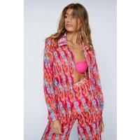 Tie Dye Plisse Oversized Beach Shirt