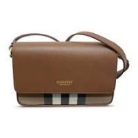 Burberry 'New Hampshire' Leather Shoulder Bag Earth Brown