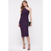 One Shoulder Ruche Side Midi Dress