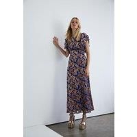 WAREHOUSE Velvet Devore Ruffle Sleeve Maxi Dress