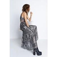 Sparkle Zebra Asymmetric Maxi Dress