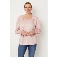 Dusty Pink Plain Tie Neck Blouse