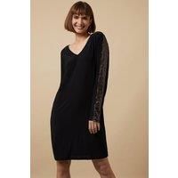 Sequin Insert V Neck Shift Dress