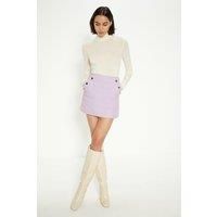 Petite Tweed Button Detail Mini Skirt